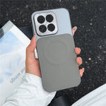 For Xiaomi 17 Max Magnetic Case with Detachable Kickstand Grid Texture Tech Fabric Coated PC + TPU Phone Cover