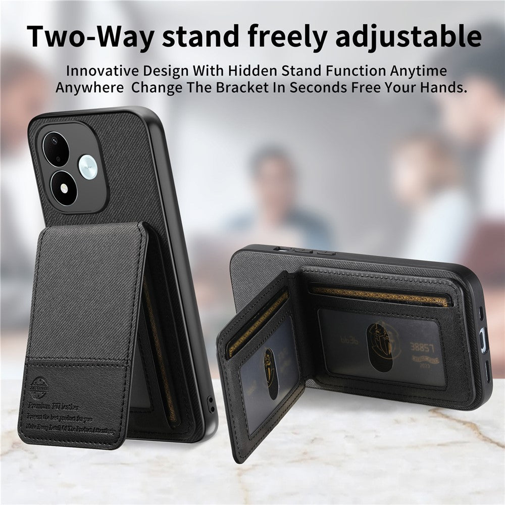 For Xiaomi Redmi Note 17 4G (Global) / Note 17 5G (Global) / Note 17 (India / China) 5G Case Cloth Texture Leather + PC + TPU Phone Cover with RFID Blocking Card Holder