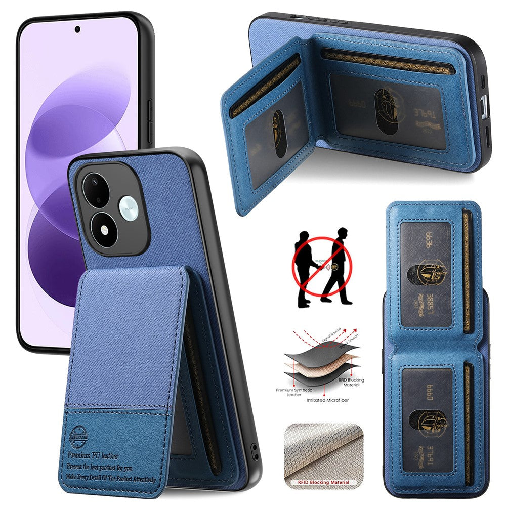 For Xiaomi Redmi Note 17 4G (Global) / Note 17 5G (Global) / Note 17 (India / China) 5G Case Cloth Texture Leather + PC + TPU Phone Cover with RFID Blocking Card Holder