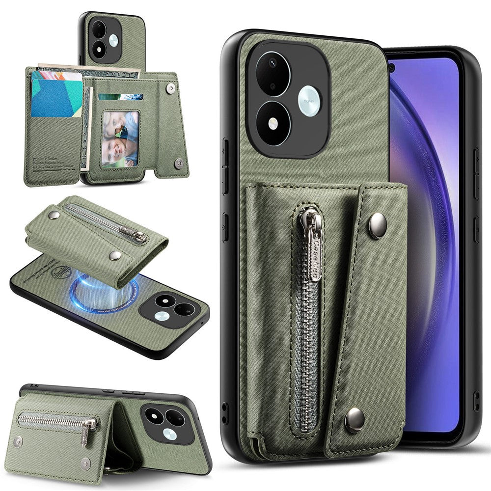 For Xiaomi Redmi Note 17 4G (Global) / Note 17 5G (Global) / Note 17 (India / China) 5G Magnetic Case Twill Cloth Texture PU Leather Phone Back Cover with Tri-fold Card Holder