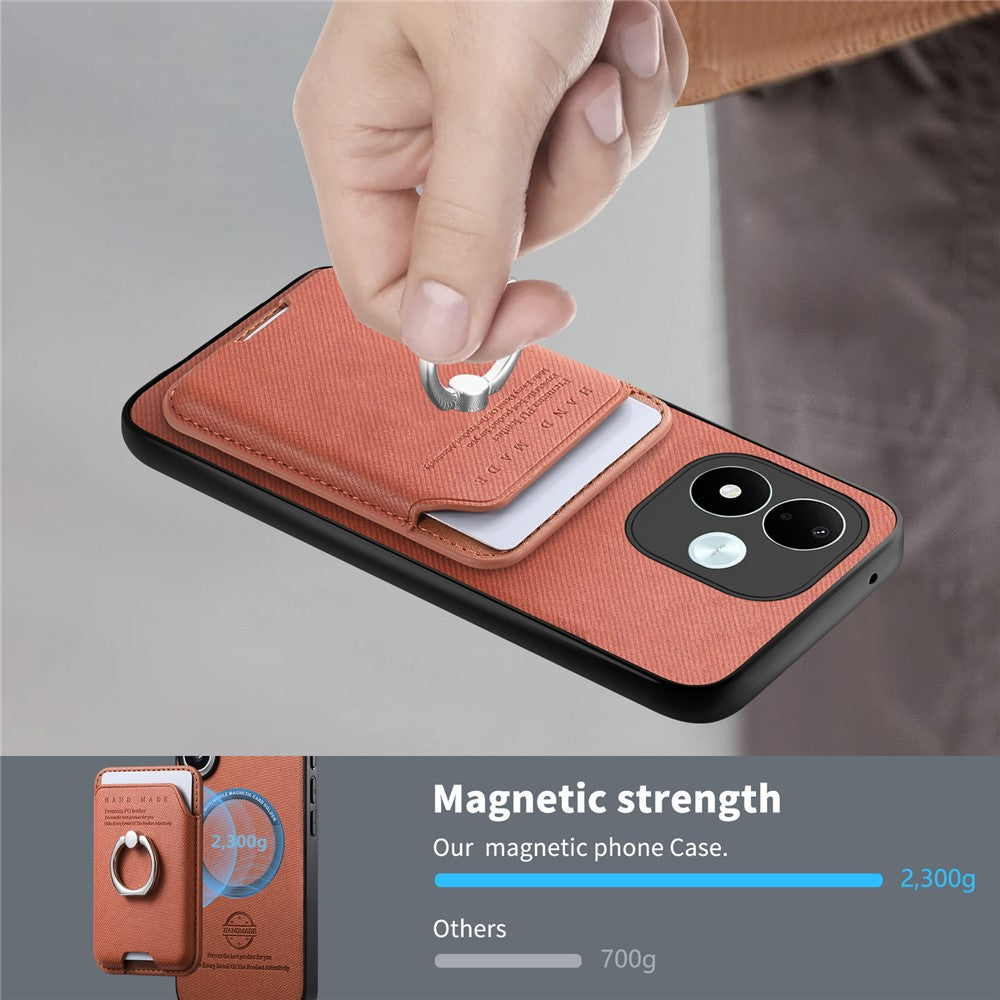 For Xiaomi Redmi Note 17 4G (Global) / Note 17 5G (Global) / Note 17 (India / China) 5G Case Cloth Texture Leather + PC + TPU Phone Cover with Detachable Magnetic Ring Kickstand Card Holder