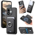 For Xiaomi Redmi Note 17 4G (Global) / Note 17 5G (Global) / Note 17 (India / China) 5G Case Cloth Texture Leather + PC + TPU Phone Cover with Detachable Magnetic Ring Kickstand Card Holder