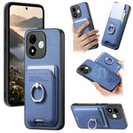 Xiaomi Redmi Note 17 4G (Global) / Note 17 5G (Global) / Note 17 (Indien / Kina) 5G-cover med stoftekstur, læder + PC + TPU, aftagelig magnetisk ring, støtte og kortholder