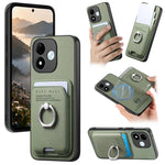 Xiaomi Redmi Note 17 4G (Global) / Note 17 5G (Global) / Note 17 (Indien / Kina) 5G-cover med stoftekstur, læder + PC + TPU, aftagelig magnetisk ring, støtte og kortholder