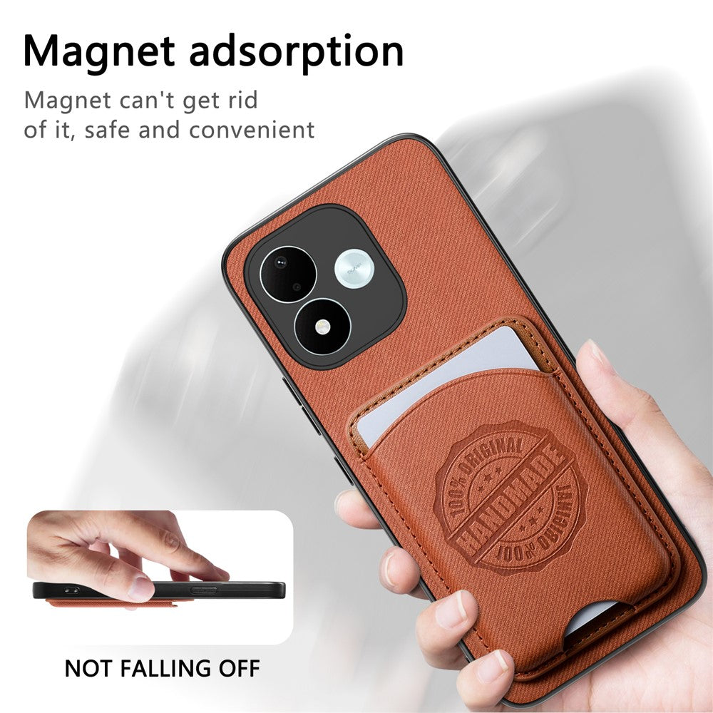For Xiaomi Redmi Note 17 4G (Global) / Note 17 (India / China) 5G / Note 17 5G (Global) Case Twill Texture Leather PC TPU Phone Cover with Detachable Magnetic Card Holder