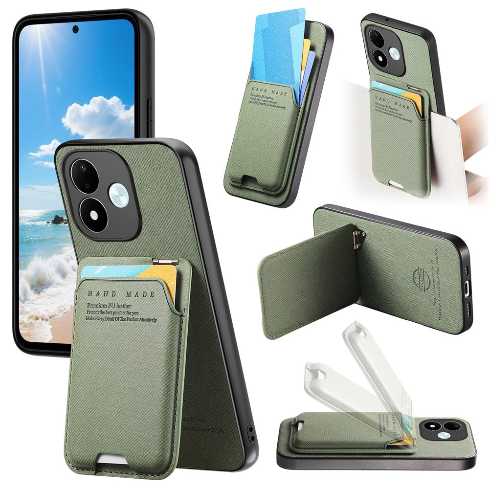 For Xiaomi Redmi Note 17 4G (Global) / Note 17 5G (Global) / Note 17 (India / China) 5G Case Cloth Texture Leather + PC + TPU Phone Cover with Card Holder Kickstand