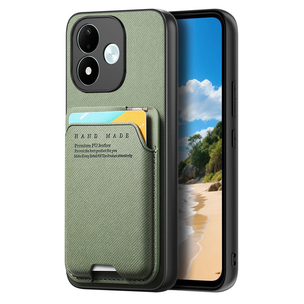 Xiaomi Redmi Note 17 4G (Global) / Note 17 5G (Global) / Note 17 (Indien / Kina) 5G-etui med stoftekstur, læder + PC + TPU-mobilcover med kortholder, støtte