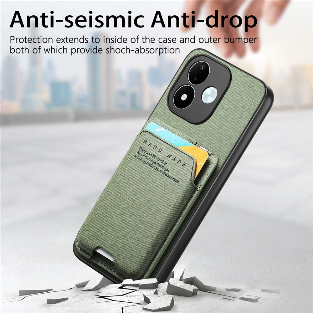 For Xiaomi Redmi Note 17 4G (Global) / Note 17 5G (Global) / Note 17 (India / China) 5G Case Cloth Texture Leather + PC + TPU Phone Cover with Card Holder Kickstand