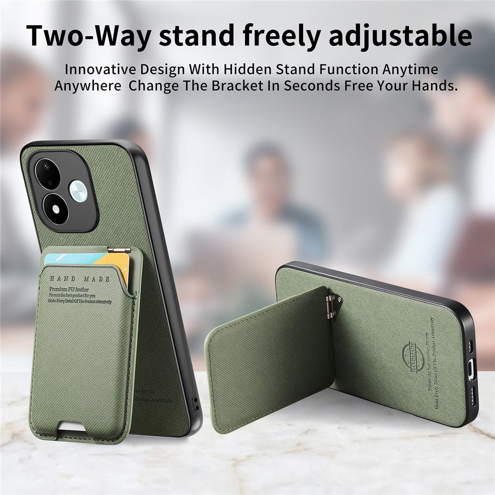 For Xiaomi Redmi Note 17 4G (Global) / Note 17 5G (Global) / Note 17 (India / China) 5G Case Cloth Texture Leather + PC + TPU Phone Cover with Card Holder Kickstand