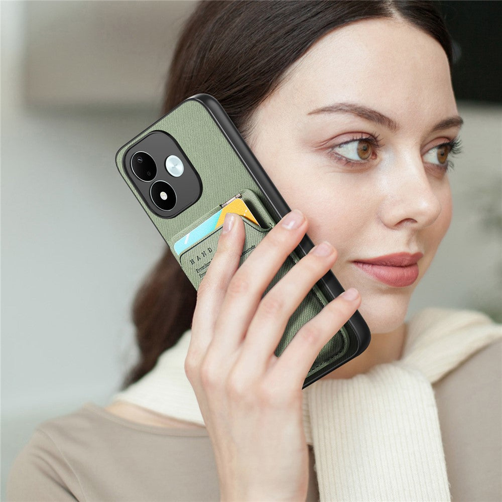 For Xiaomi Redmi Note 17 4G (Global) / Note 17 5G (Global) / Note 17 (India / China) 5G Case Cloth Texture Leather + PC + TPU Phone Cover with Card Holder Kickstand