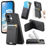For Xiaomi Redmi Note 17 4G (Global) / Note 17 5G (Global) / Note 17 (India / China) 5G Case Cloth Texture Leather + PC + TPU Phone Cover with Card Holder Kickstand