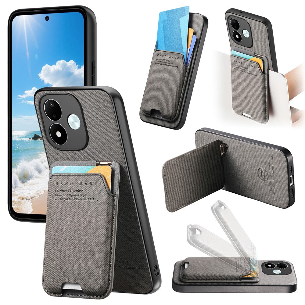 For Xiaomi Redmi Note 17 4G (Global) / Note 17 5G (Global) / Note 17 (India / China) 5G Case Cloth Texture Leather + PC + TPU Phone Cover with Card Holder Kickstand