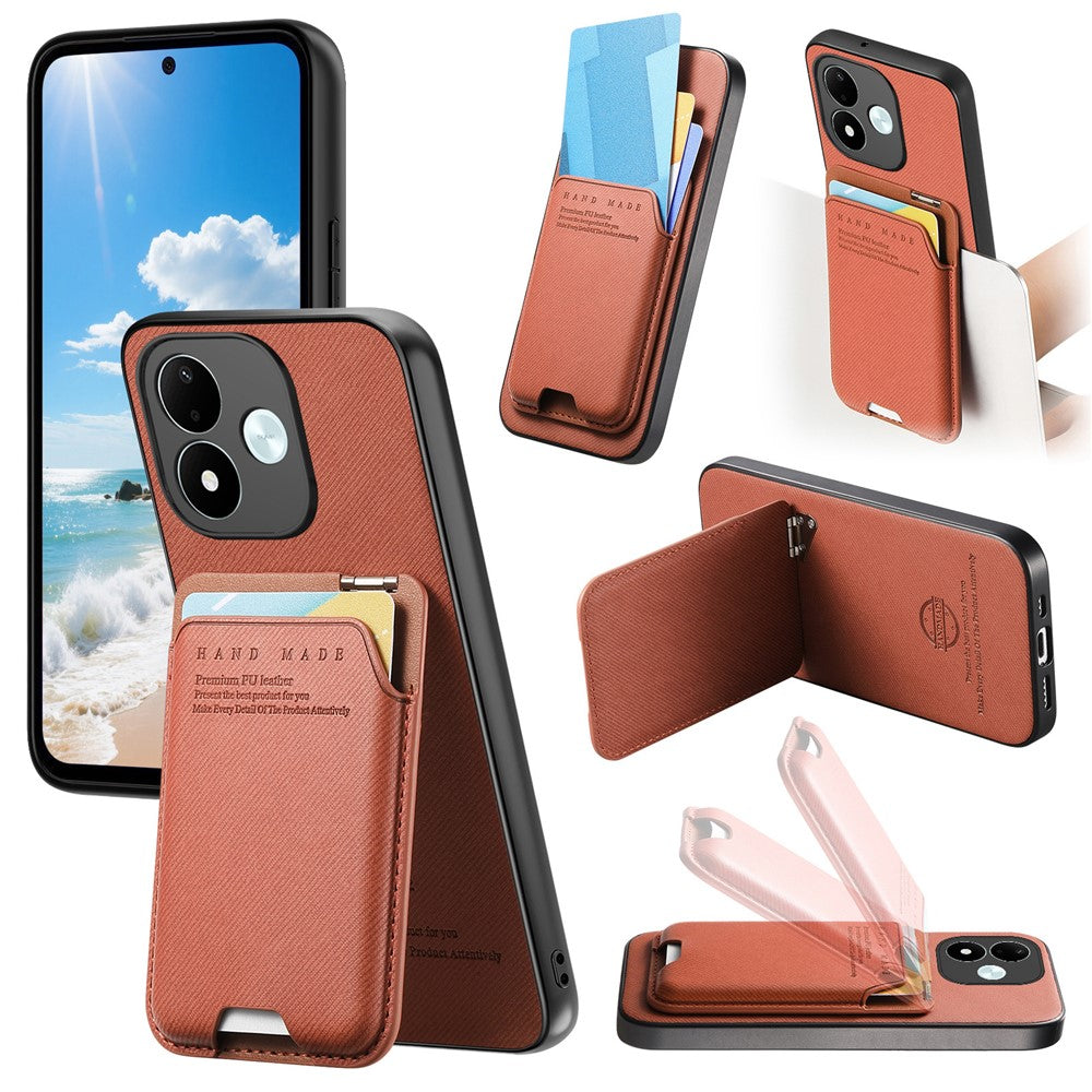 For Xiaomi Redmi Note 17 4G (Global) / Note 17 5G (Global) / Note 17 (India / China) 5G Case Cloth Texture Leather + PC + TPU Phone Cover with Card Holder Kickstand