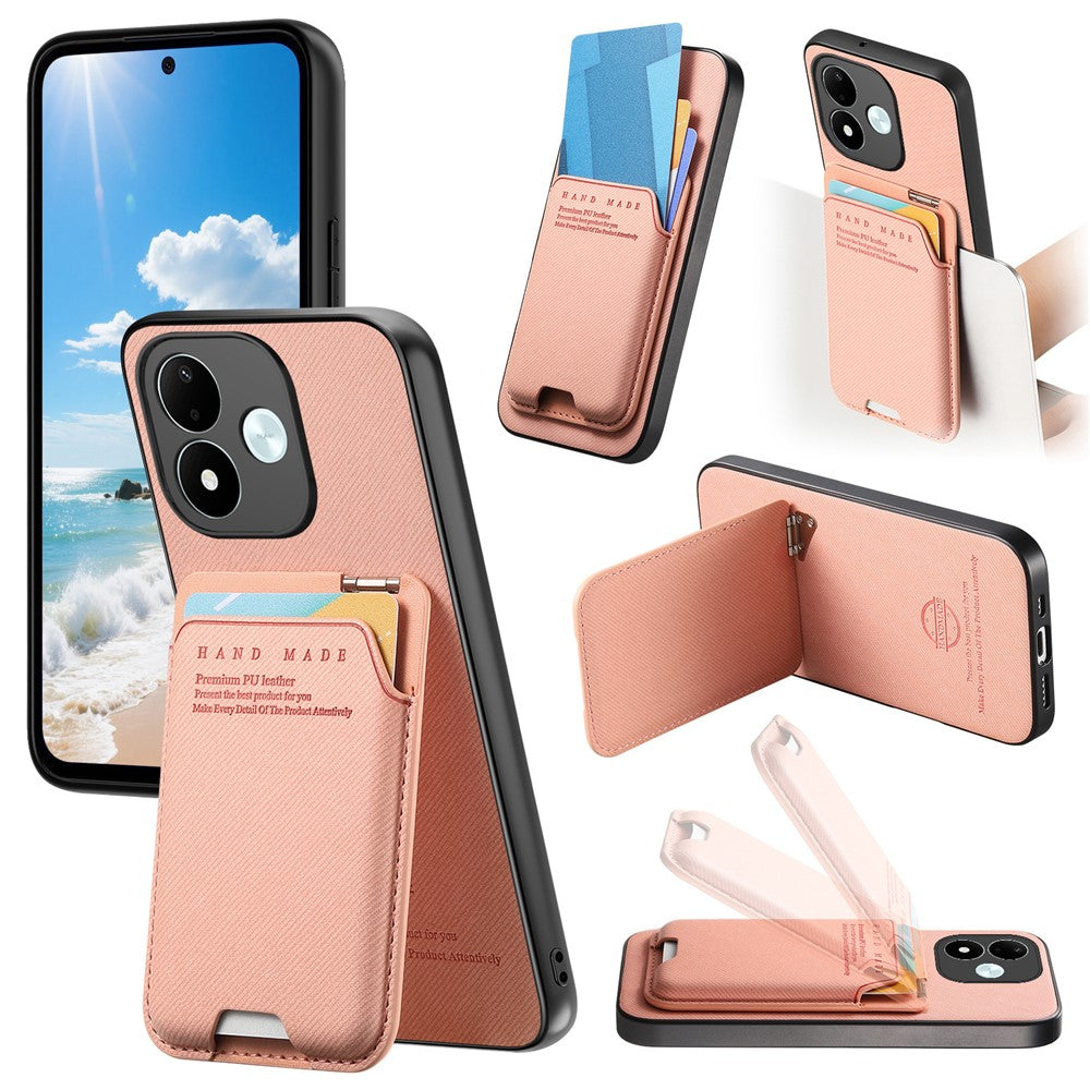For Xiaomi Redmi Note 17 4G (Global) / Note 17 5G (Global) / Note 17 (India / China) 5G Case Cloth Texture Leather + PC + TPU Phone Cover with Card Holder Kickstand