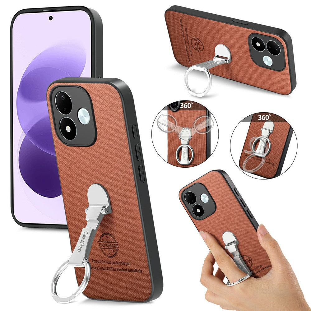 CASENEO BW-12 for Xiaomi Redmi Note 17 4G (Global) / Note 17 5G (Global) / Note 17 (India / China) 5G Case Folding Kickstand Twill Texture Leather Back Cover