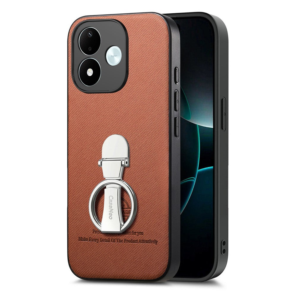 CASENEO BW-12 for Xiaomi Redmi Note 17 4G (Global) / Note 17 5G (Global) / Note 17 (India / China) 5G Case Folding Kickstand Twill Texture Leather Back Cover