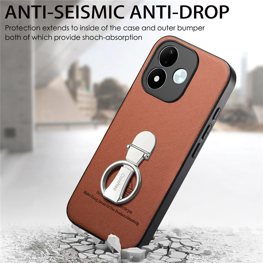 CASENEO BW-12 for Xiaomi Redmi Note 17 4G (Global) / Note 17 5G (Global) / Note 17 (India / China) 5G Case Folding Kickstand Twill Texture Leather Back Cover