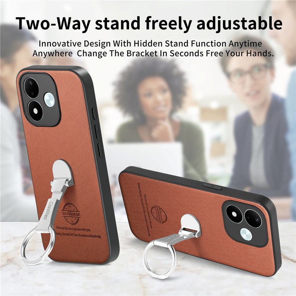 CASENEO BW-12 for Xiaomi Redmi Note 17 4G (Global) / Note 17 5G (Global) / Note 17 (India / China) 5G Case Folding Kickstand Twill Texture Leather Back Cover
