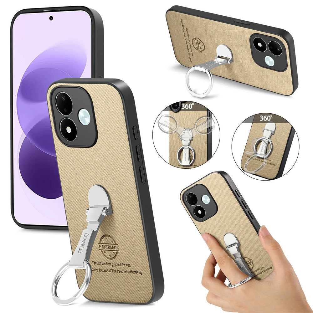 CASENEO BW-12 for Xiaomi Redmi Note 17 4G (Global) / Note 17 5G (Global) / Note 17 (India / China) 5G Case Folding Kickstand Twill Texture Leather Back Cover