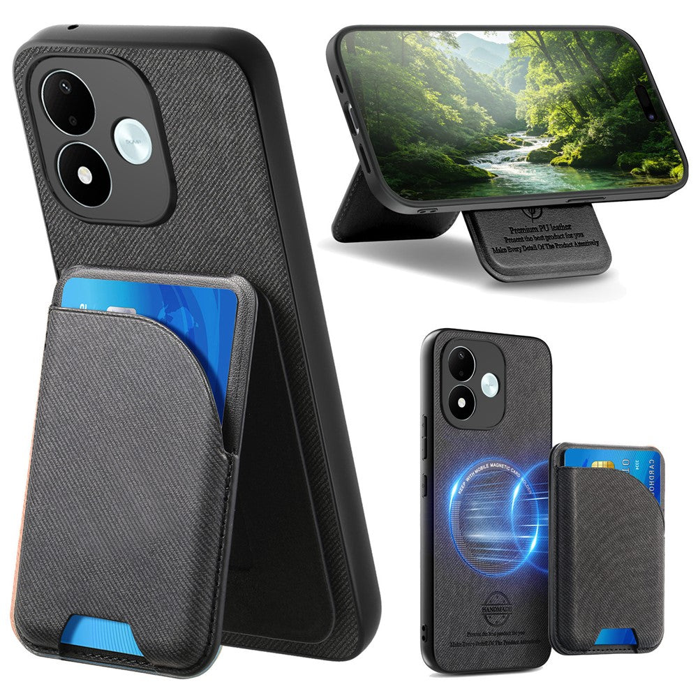 Xiaomi Redmi Note 17 4G (Global) / Note 17 (Indien / Kina) 5G / Note 17 5G (Global) magnetisk taske med stoftekstur, læder + PC + TPU-mobilcover med aftagelig kortholder