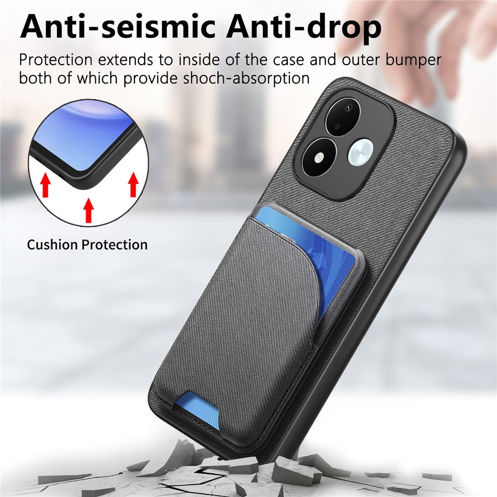 Xiaomi Redmi Note 17 4G (Global) / Note 17 (Indien / Kina) 5G / Note 17 5G (Global) magnetisk taske med stoftekstur, læder + PC + TPU-mobilcover med aftagelig kortholder