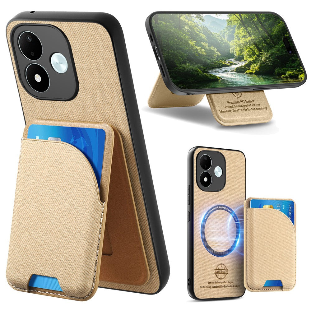 Xiaomi Redmi Note 17 4G (Global) / Note 17 (Indien / Kina) 5G / Note 17 5G (Global) magnetisk taske med stoftekstur, læder + PC + TPU-mobilcover med aftagelig kortholder