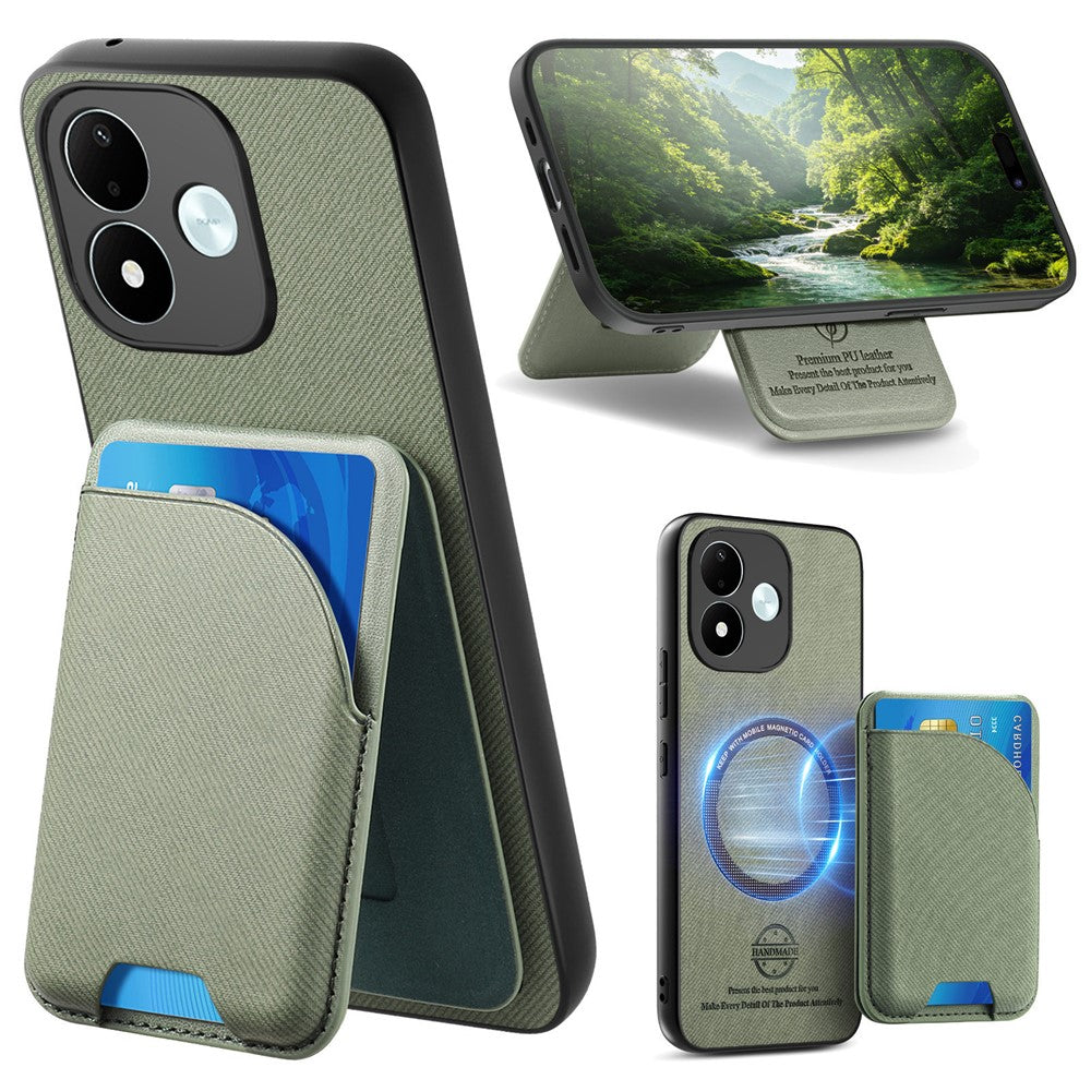Xiaomi Redmi Note 17 4G (Global) / Note 17 (Indien / Kina) 5G / Note 17 5G (Global) magnetisk taske med stoftekstur, læder + PC + TPU-mobilcover med aftagelig kortholder