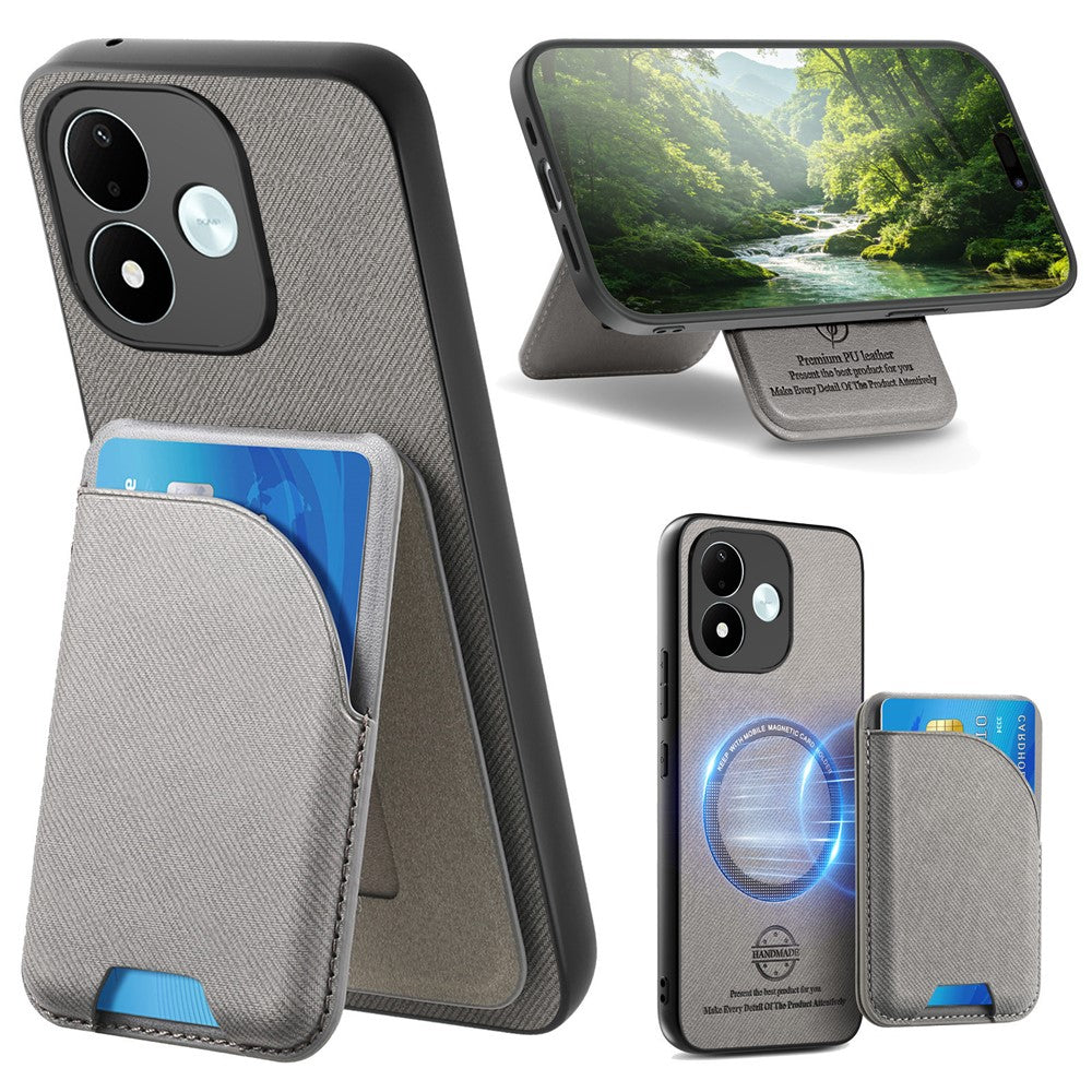Xiaomi Redmi Note 17 4G (Global) / Note 17 (Indien / Kina) 5G / Note 17 5G (Global) magnetisk taske med stoftekstur, læder + PC + TPU-mobilcover med aftagelig kortholder