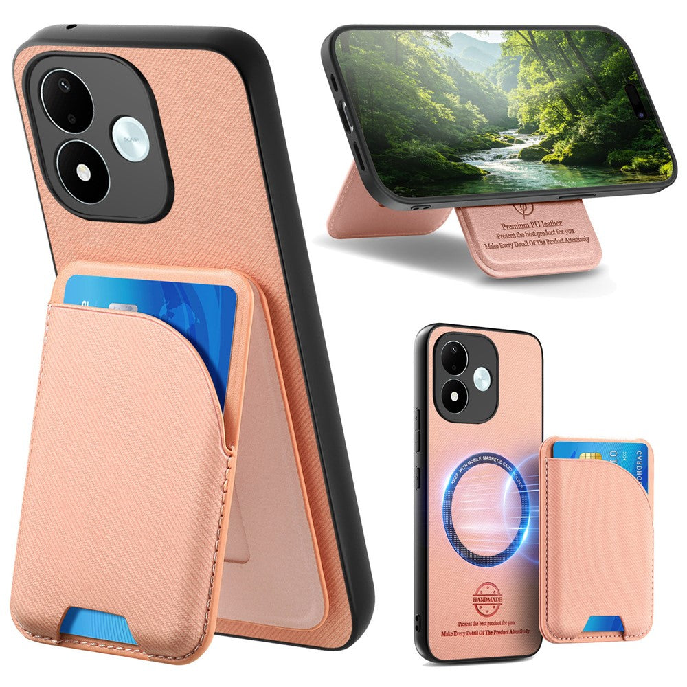 Xiaomi Redmi Note 17 4G (Global) / Note 17 (Indien / Kina) 5G / Note 17 5G (Global) magnetisk taske med stoftekstur, læder + PC + TPU-mobilcover med aftagelig kortholder