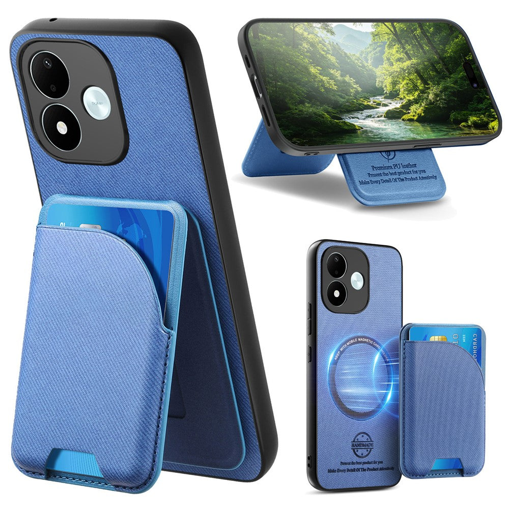Xiaomi Redmi Note 17 4G (Global) / Note 17 (Indien / Kina) 5G / Note 17 5G (Global) magnetisk taske med stoftekstur, læder + PC + TPU-mobilcover med aftagelig kortholder
