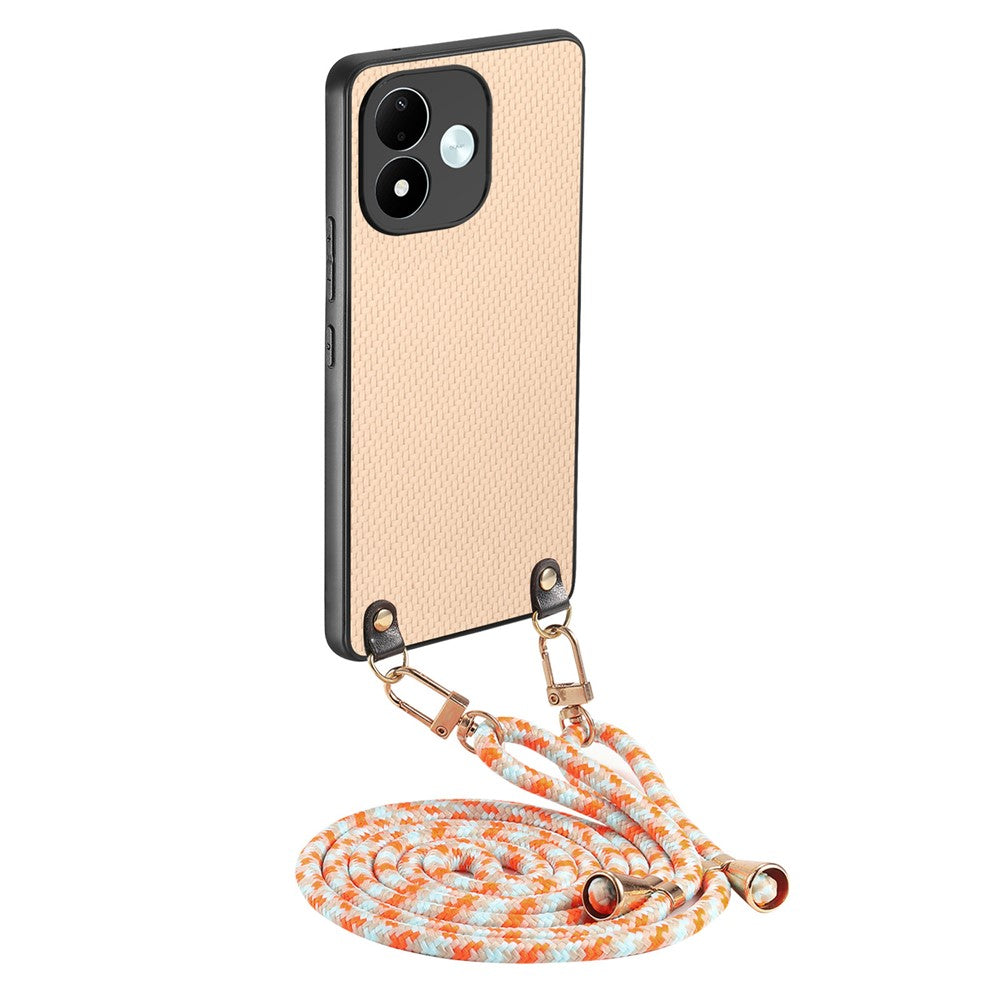 For Xiaomi Redmi Note 17 4G (Global) / Note 17 5G (Global) / Note 17 (India / China) 5G Case Carbon Fiber Texture Hybrid Phone Back Cover with Adjustable Strap