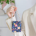 Til Samsung Galaxy Z Flip8 Magnetisk Etui Blomstermønster PC + Stof Beskyttende Telefoncover med Perlebesat Strop