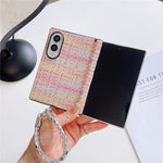 Til Samsung Galaxy Z Fold8 cover Vævet tekstil Stof + PC beskyttelsescover med aftagelig håndrem med rhinsten