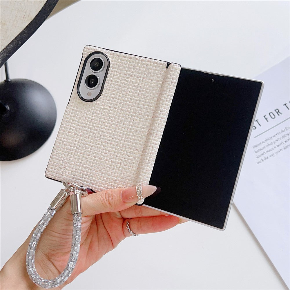 Til Samsung Galaxy Z Fold8 cover Vævet tekstil Stof + PC beskyttelsescover med aftagelig håndrem med rhinsten