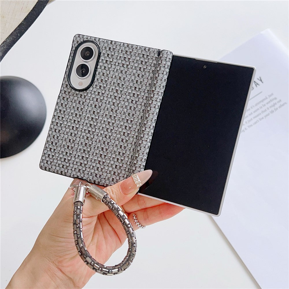 Til Samsung Galaxy Z Fold8 cover Vævet tekstil Stof + PC beskyttelsescover med aftagelig håndrem med rhinsten