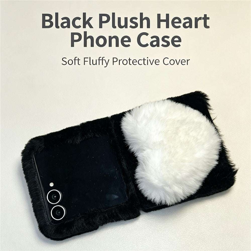 Phone For Samsung Galaxy Z Flip8 Case 3D Heart Plush Hard PC Fluffy Protective Cover