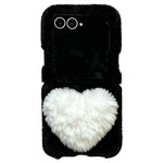 Phone For Samsung Galaxy Z Flip8 Case 3D Heart Plush Hard PC Fluffy Protective Cover