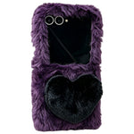 Phone For Samsung Galaxy Z Flip8 Case 3D Heart Plush Hard PC Fluffy Protective Cover