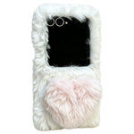 Phone For Samsung Galaxy Z Flip8 Case 3D Heart Plush Hard PC Fluffy Protective Cover