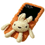 For Samsung Galaxy Z Flip8 Plush Bunny Phone Case Soft Fuzzy Fabric Foldable PC Phone Cover