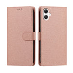 Samsung Galaxy A08 4G / A08 5G / A07 4G / A07s 4G / A07 5G / A06 4G / A06 5G-cover med silkestruktur, PU-læder, pungdesign, foldbart stativ og håndledsrem