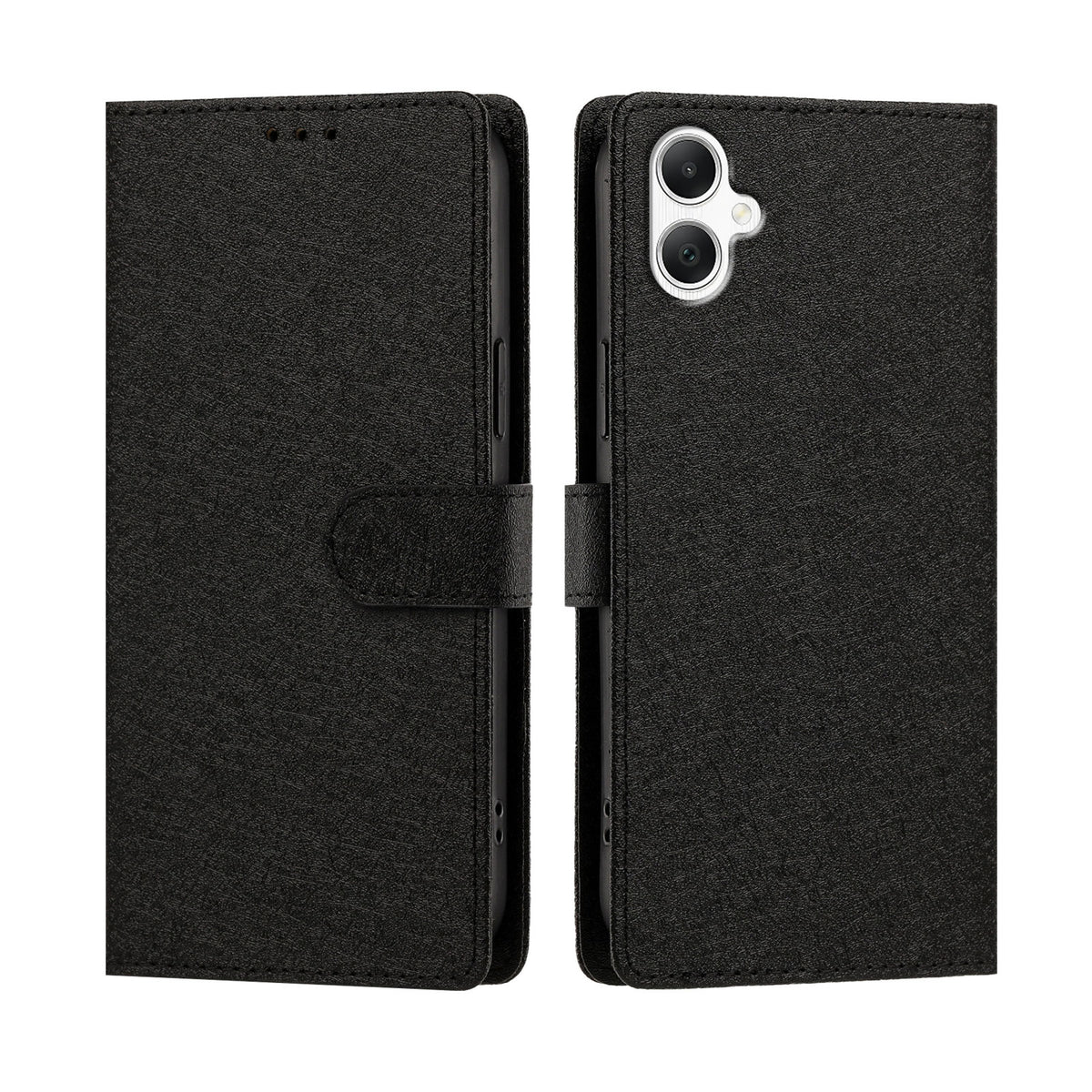 Samsung Galaxy A08 4G / A08 5G / A07 4G / A07s 4G / A07 5G / A06 4G / A06 5G-cover med silkestruktur, PU-læder, pungdesign, foldbart stativ og håndledsrem