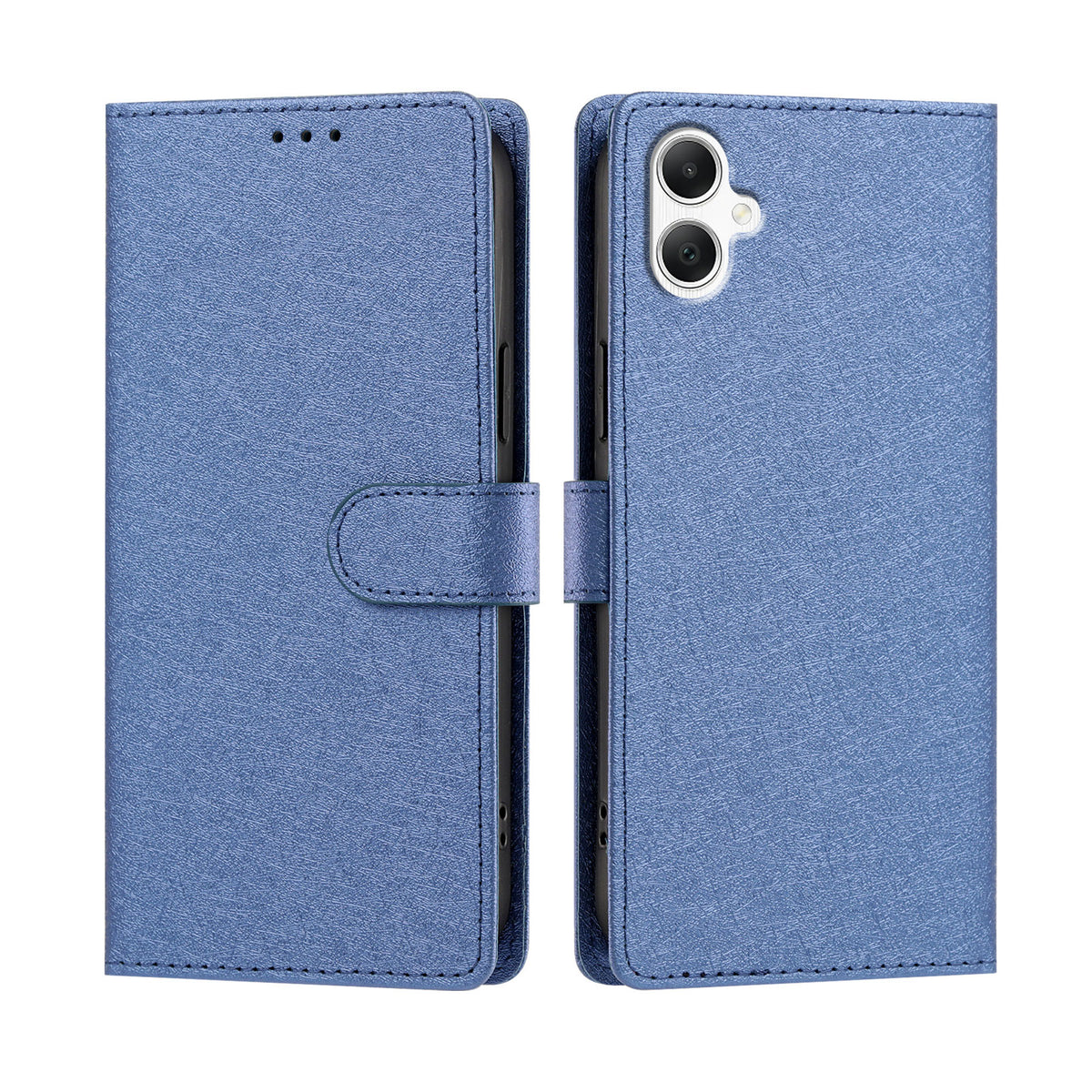 Samsung Galaxy A08 4G / A08 5G / A07 4G / A07s 4G / A07 5G / A06 4G / A06 5G-cover med silkestruktur, PU-læder, pungdesign, foldbart stativ og håndledsrem