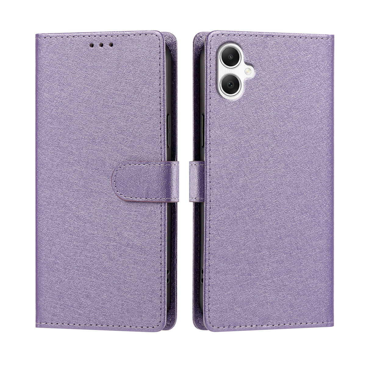 Samsung Galaxy A08 4G / A08 5G / A07 4G / A07s 4G / A07 5G / A06 4G / A06 5G-cover med silkestruktur, PU-læder, pungdesign, foldbart stativ og håndledsrem