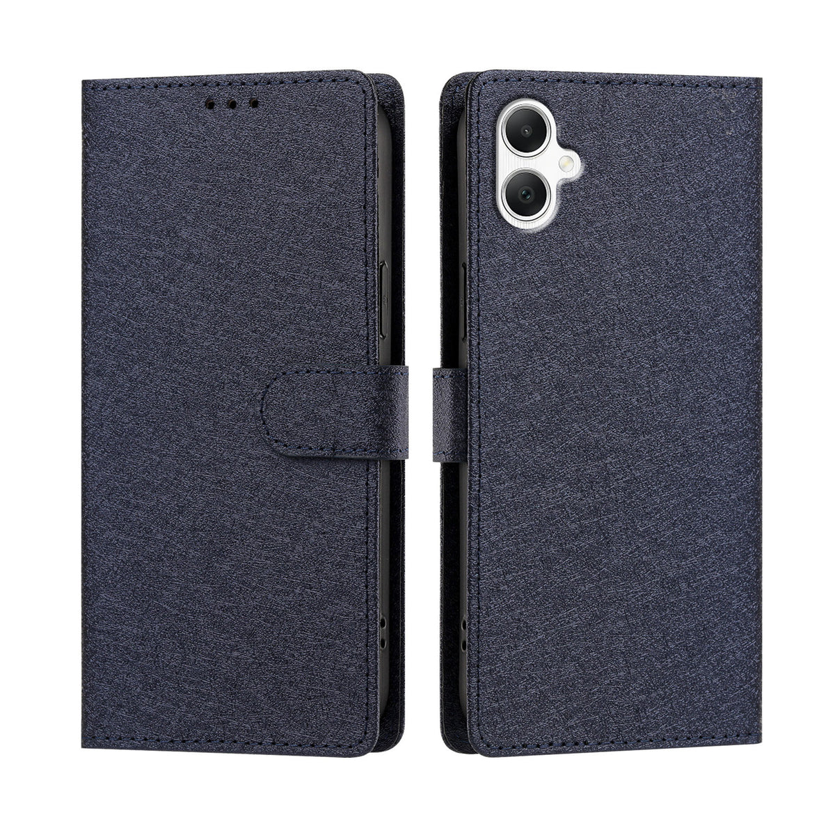 Samsung Galaxy A08 4G / A08 5G / A07 4G / A07s 4G / A07 5G / A06 4G / A06 5G-cover med silkestruktur, PU-læder, pungdesign, foldbart stativ og håndledsrem