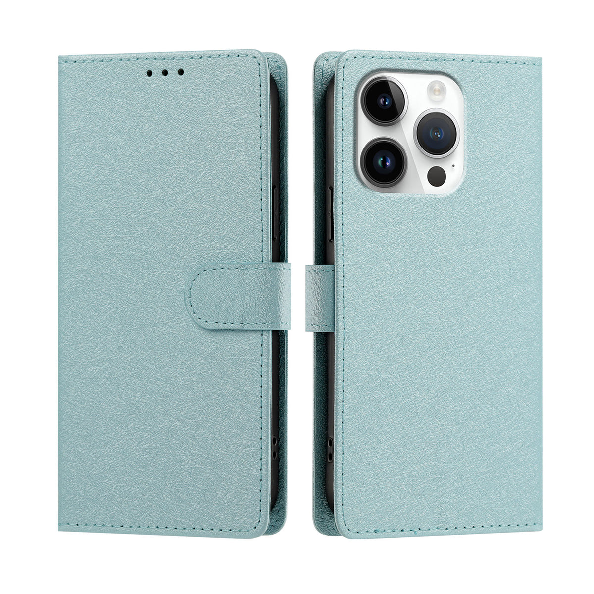 Til iPhone 16 Pro Max cover i silkestruktur PU læder, pungetui med standerfunktion og håndrem