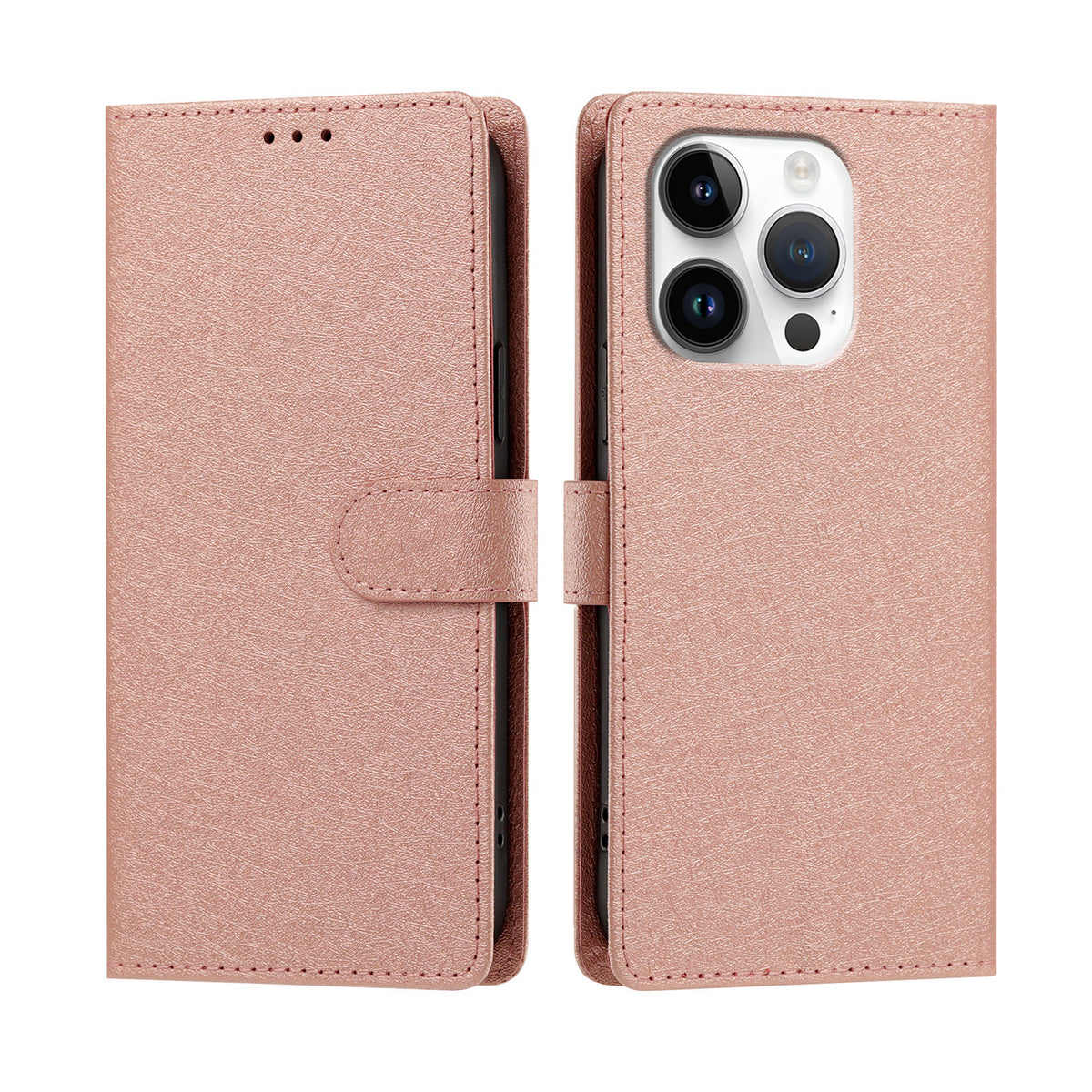 Til iPhone 16 Pro Max cover i silkestruktur PU læder, pungetui med standerfunktion og håndrem