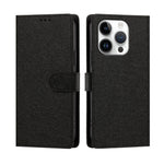 Til iPhone 16 Pro Max cover i silkestruktur PU læder, pungetui med standerfunktion og håndrem