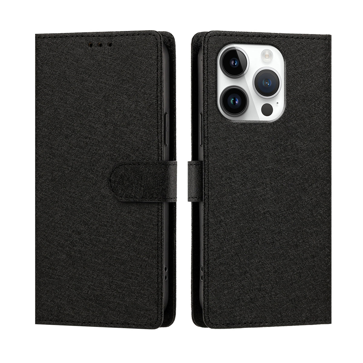 Til iPhone 16 Pro Max cover i silkestruktur PU læder, pungetui med standerfunktion og håndrem