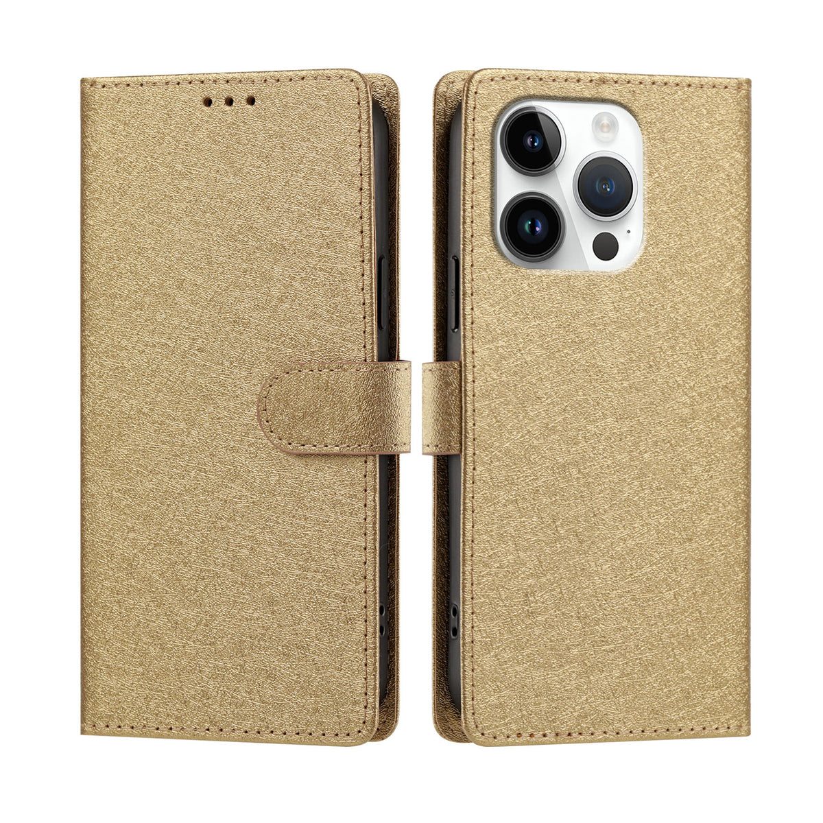 Til iPhone 16 Pro Max cover i silkestruktur PU læder, pungetui med standerfunktion og håndrem